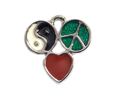 Z59086 59086 Pendentif metallique NICE CHARMS ying yang paix et coeur blanc noir rouge et vert Innspiro - Article
