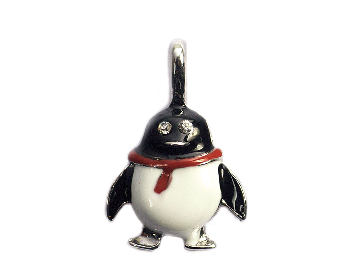 Z59112 59112 Colgante metalico NICE CHARMS pinguino con simil blanco y negro Innspiro