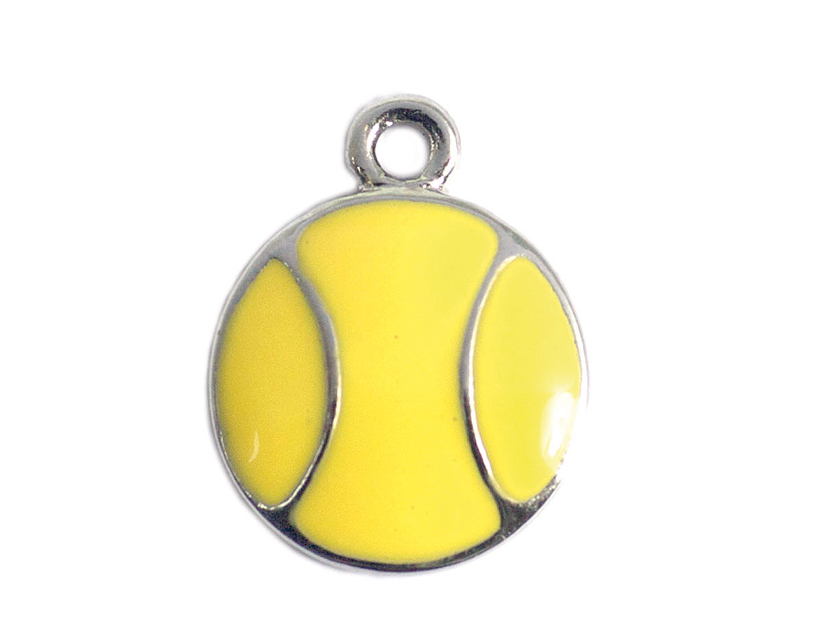Pendentif metallique NICE CHARMS balle tennis jaune avec