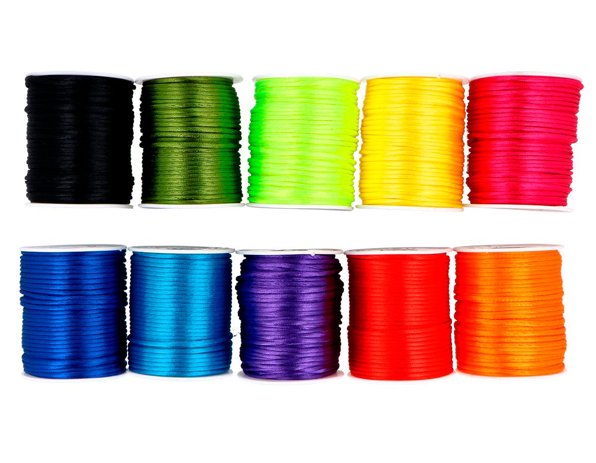 60130 Set fils satin 10 couleurs 2mm rouleaux de 50m Innspiro