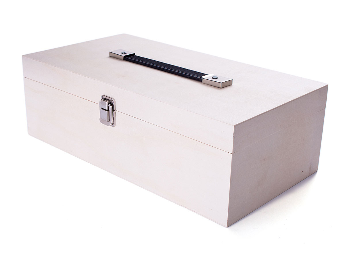 602 Caja madera para pinturas de contrachapado de chopo con asa y separadores Innspiro