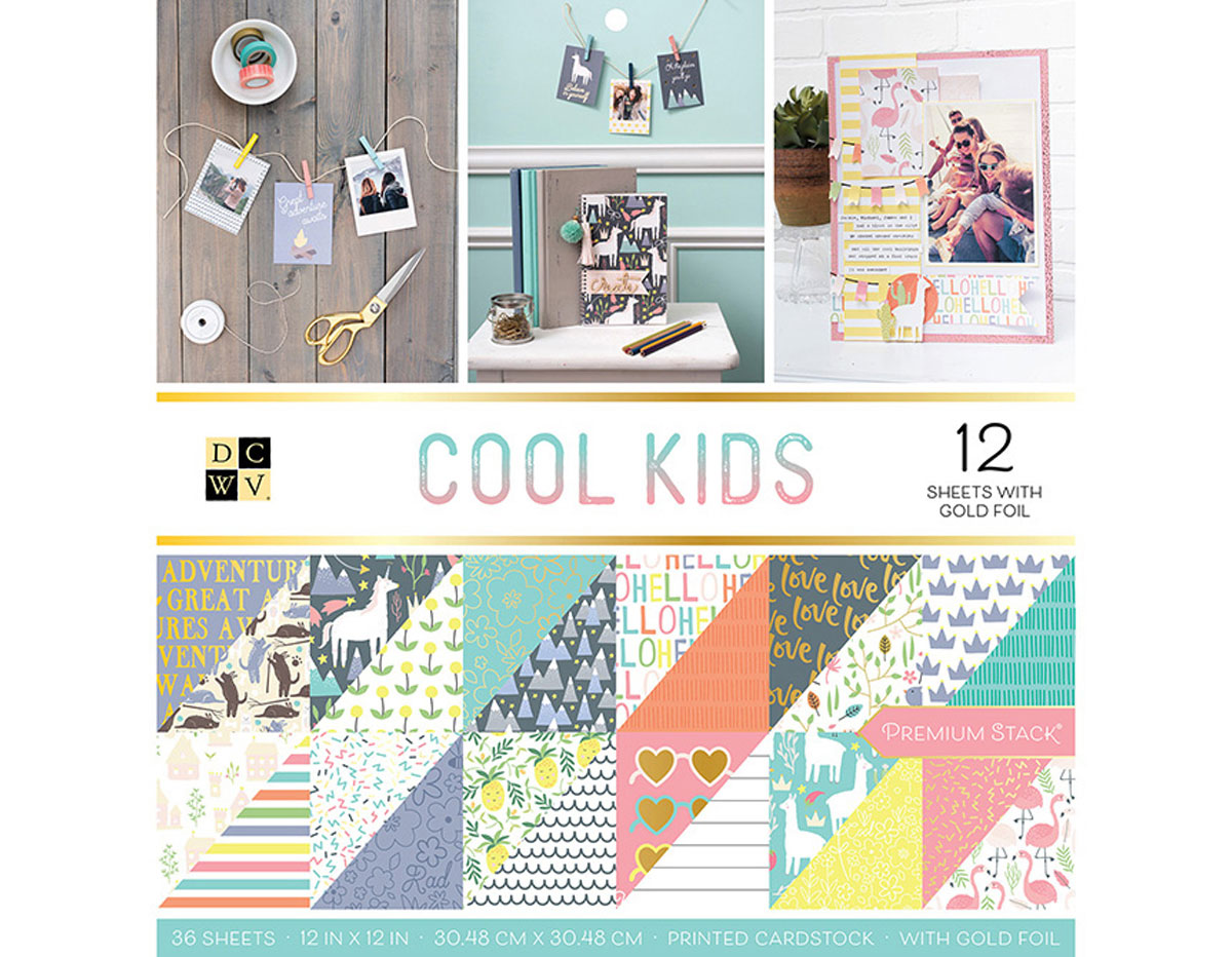 614323 Set 36 papeles doble cara Stack Cool Kids DCWV