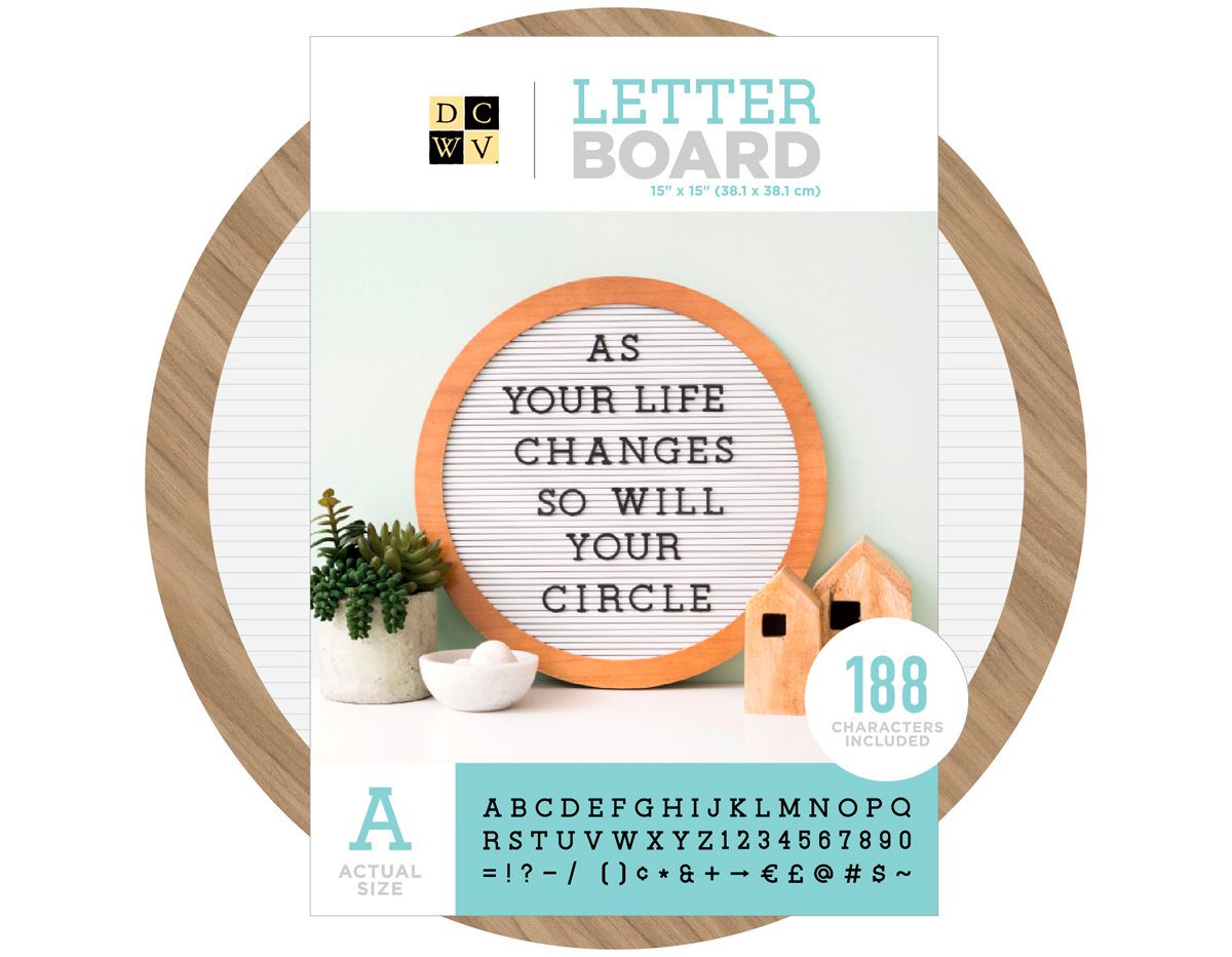 614834 Tablero con 188 letras Letter Board Wood Circular Frame DCWV