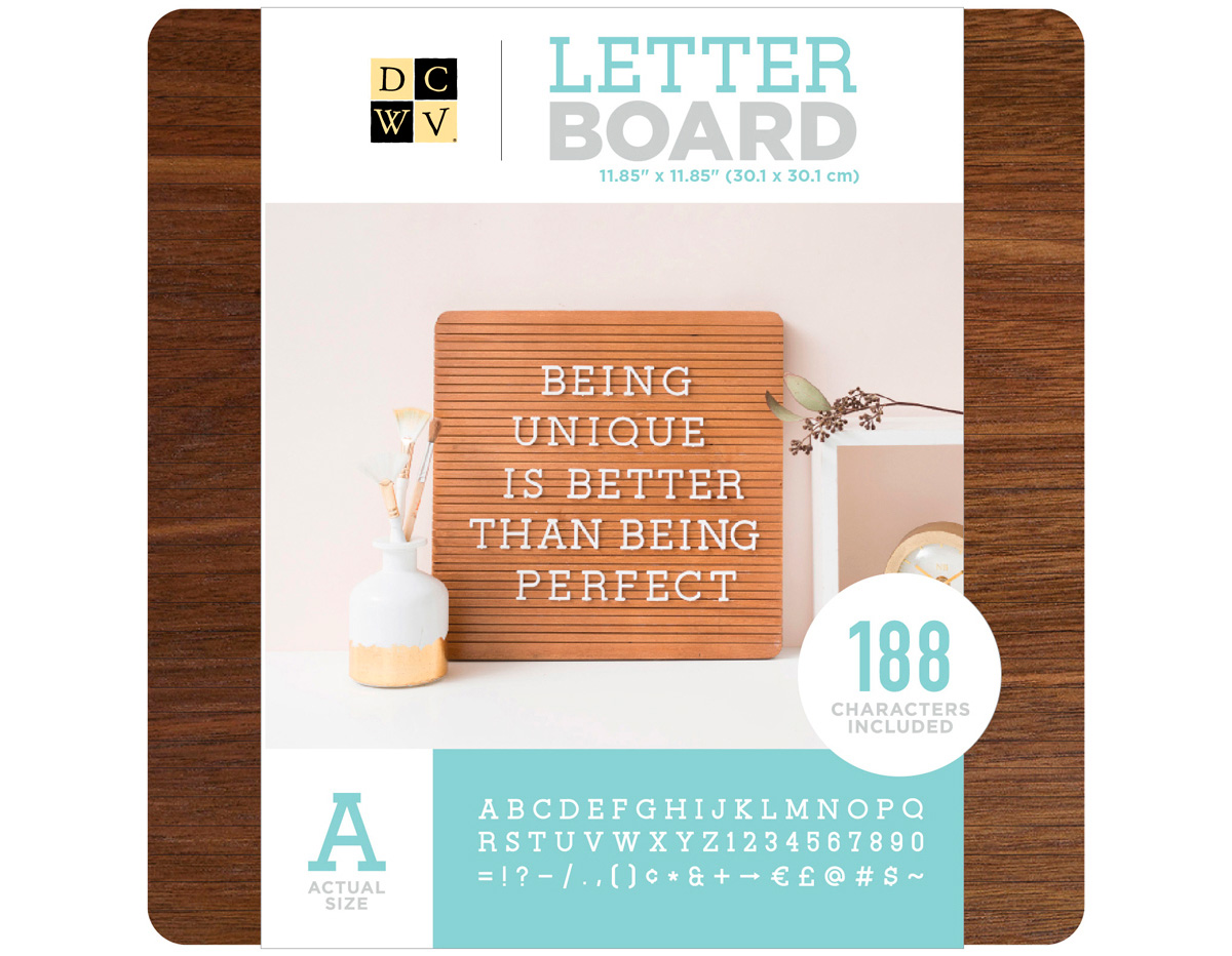 614837 Tableau sans marc avec 188 lettres Letter Board Dark Wood DCWV