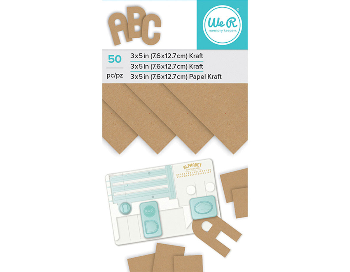 660896 Set 50 hojas de papel craft Kraft Pad para Alphabet Punch Board We R Memory Keepers