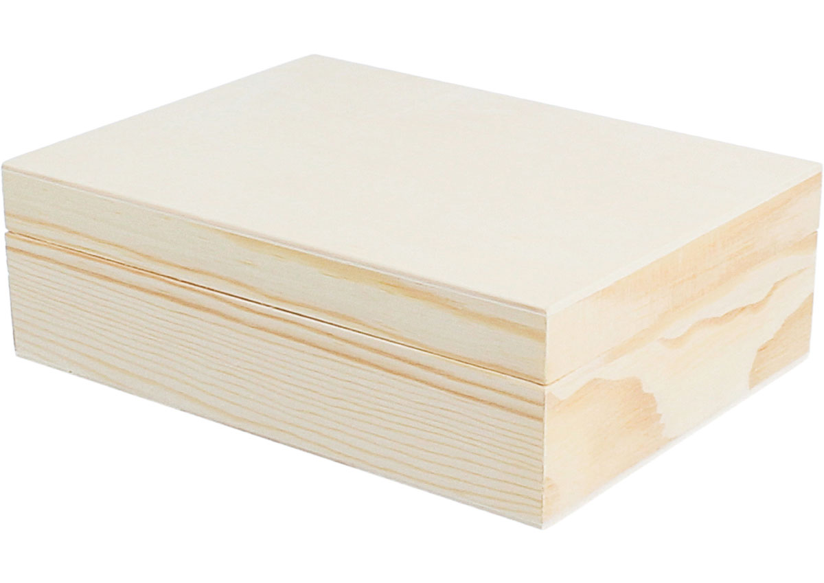 6 Caja madera de pino macizo y chapa rectangular Innspiro