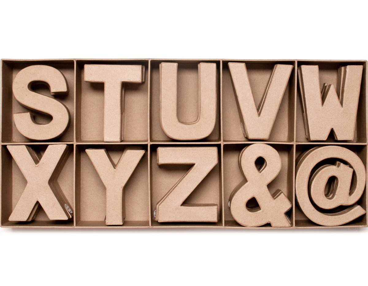 70152 Set 30 letras y simbolos papel mache surtidas S-Z AND ARROBA con volumen Innspiro