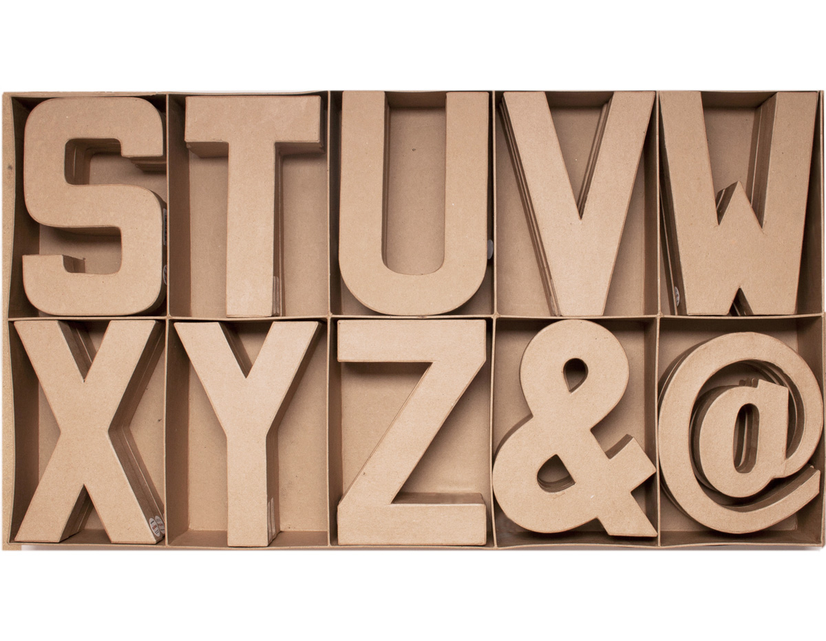 70252 Set 30 lettres et symboles papier mache assorties S-Z AND ARROBA avec volume Innspiro