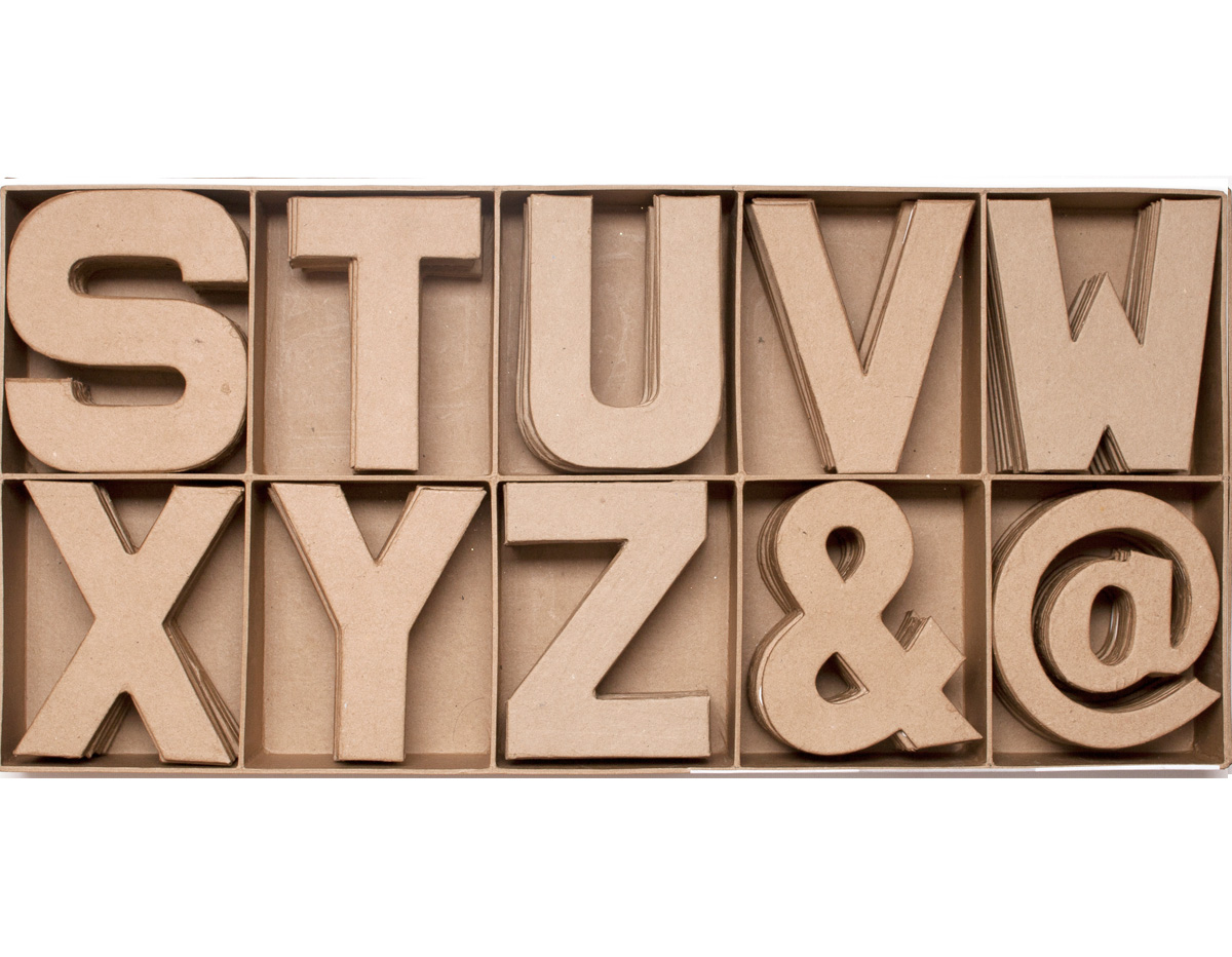 70852 Set 100 letras y simbolos papel mache planos surtidos S-Z AND ARROBA Innspiro