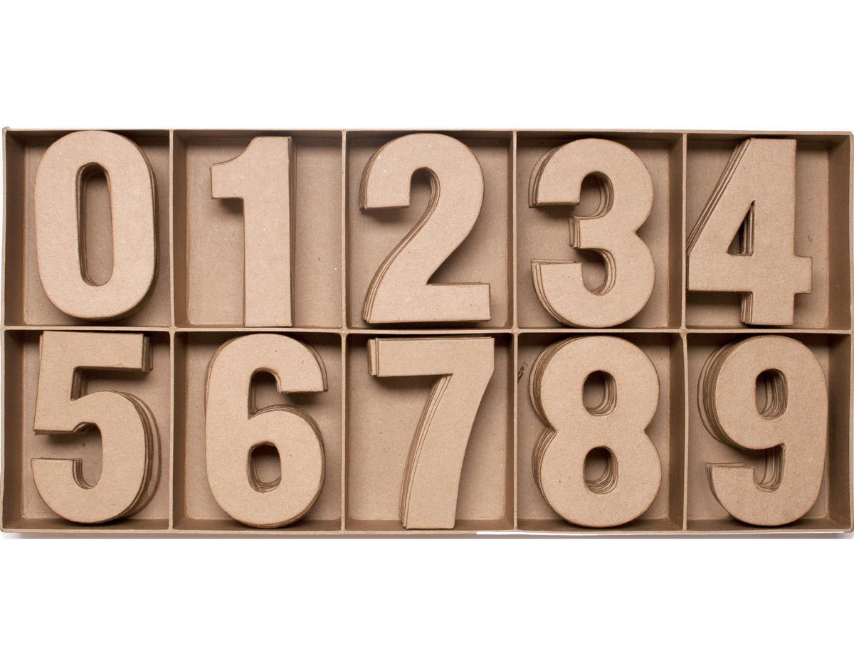 70853 Set 100 numeros papel mache planos surtidos 0-9 Innspiro