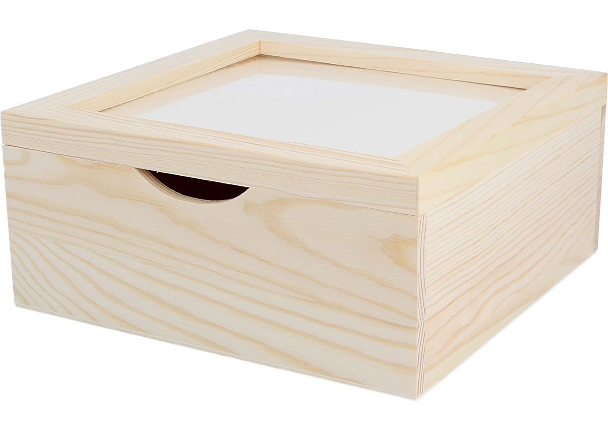 7630 Caja madera para servilletas pino macizo con vidrio Innspiro