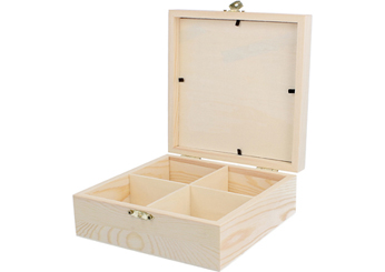 Caja madera para infusiones pino macizo con vidrio y separadores  Manualidades 7632