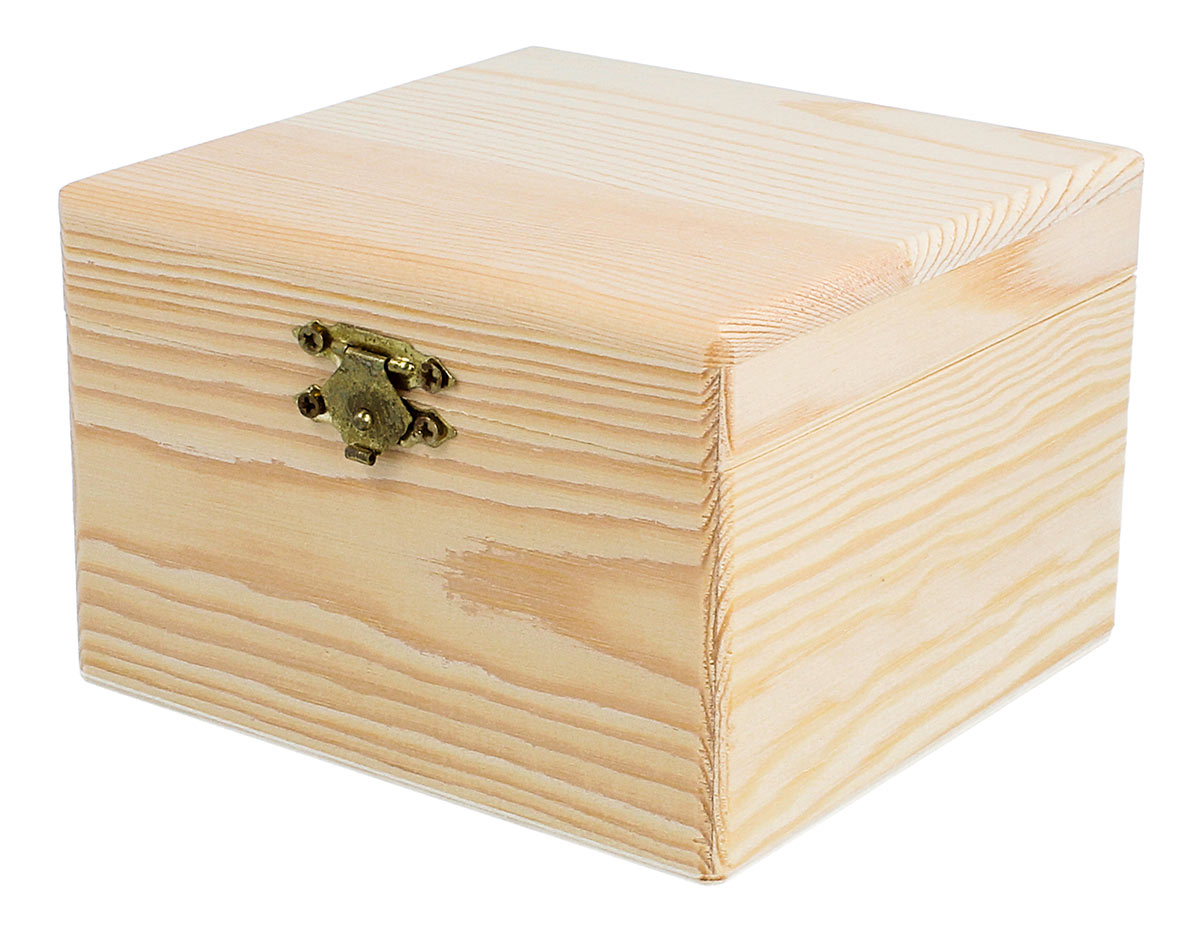 9103 Caja madera de pino macizo cuadrada 12x12x8cm Innspiro