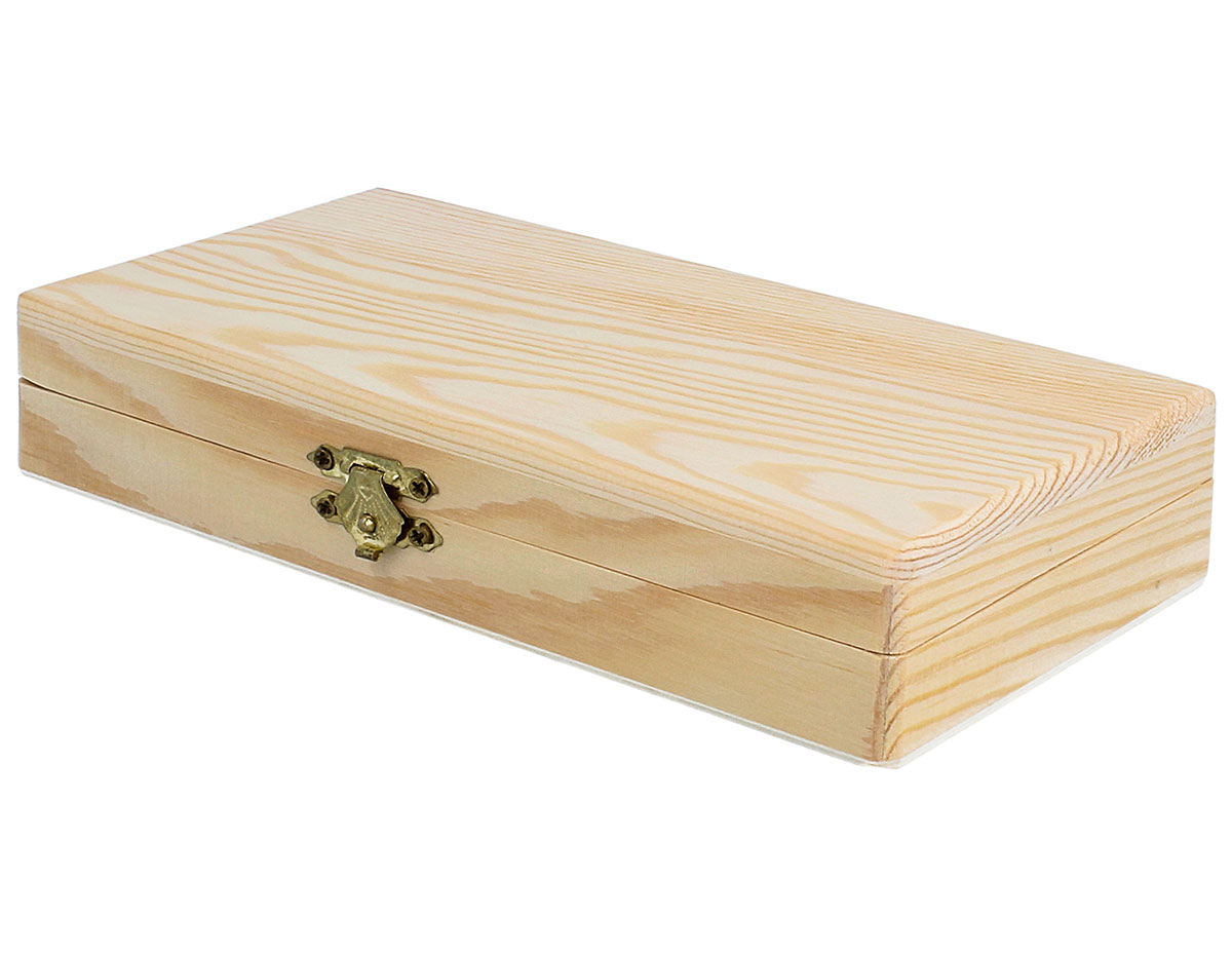 9112 Caja madera de pino macizo rectangular 20x10 5x3 5cm Innspiro