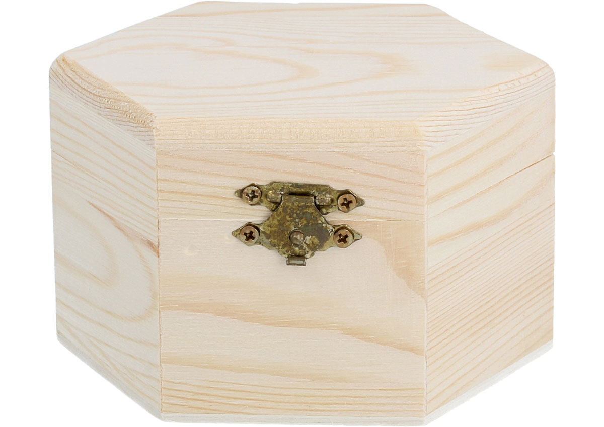 9117 Caja madera de pino macizo hexagonal Innspiro