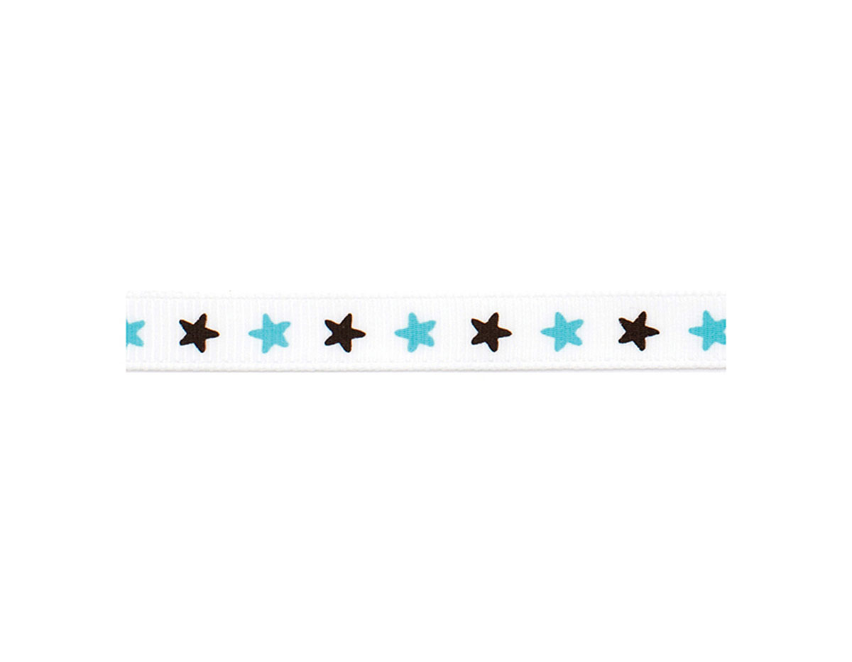 94021 Cinta Dollar Ribbon Brown and Blue Stars American Crafts