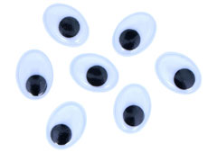 Ojos móviles negros autoadhesivos ovalados medidas surtidas 64u. 