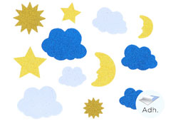 98631 Soleils lunes etoiles et nuages de mousse EVA adhesive avec purpure Innspiro - Article
