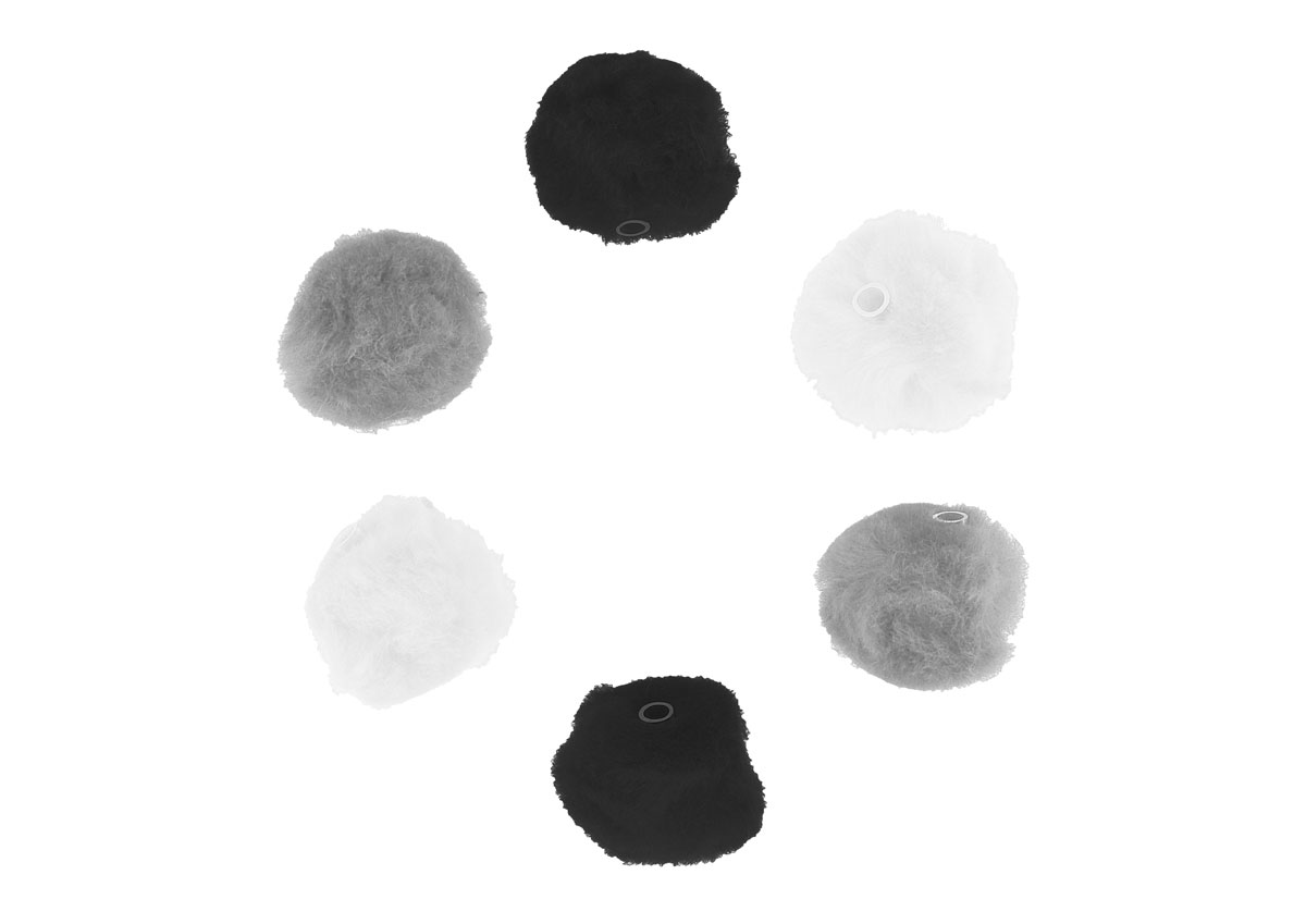 99301 Pompons acryliques avec tube blanc noir et gris Innspiro
