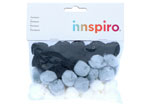 99301 Pompons acryliques avec tube blanc noir et gris Innspiro - Article1