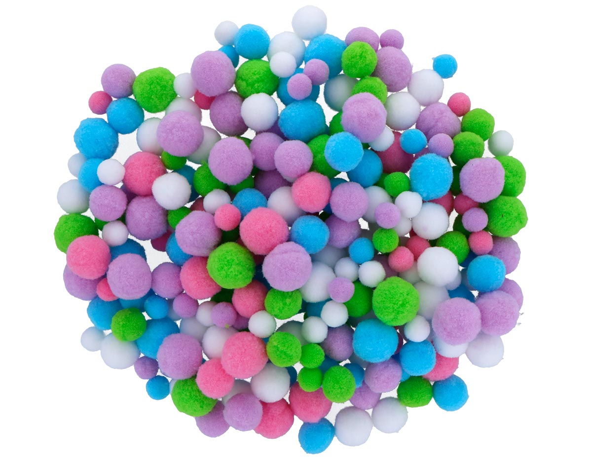 99470 Pompons Pastel couleurs et tailles assorties 200u Innspiro