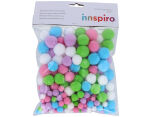 99470 Pompons Pastel couleurs et tailles assorties 200u Innspiro - Article1