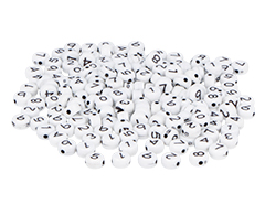 99640 Cuentas de plastico redondas numeros blanco negro 7mm 1200u Bote Innspiro - Ítem