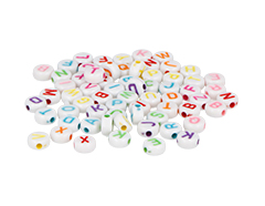 99642 Perles plastique lettres blanc coloris assorties diam 7mm 1200u aprox En bocal Innspiro - Article