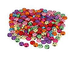 99644 Perles plastique visages souriants coloris assorties diam 7mm 1200 unites aprox En bocal Innspiro - Article