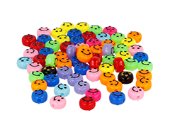 99647 Perles plastique visages souriants coloris assorties diam 9 5mm 450 unites aprox En bocal Innspiro - Article