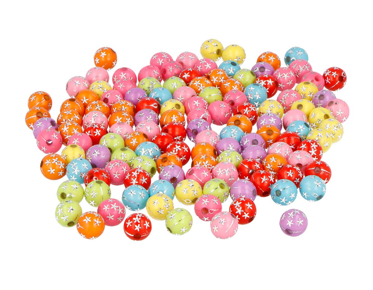 99665 Perles en plastique avec etoiles coloris assorties 7 5mm 750 unites aprox En bocal Innspiro