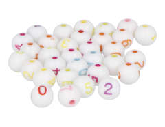 99667 Perles numeros blanc coloris assorties 7 5mm trou 1 4mm 750 unites aprox En bocal Innspiro - Article
