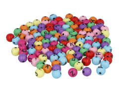 99668 Perles plastique lettres coloris assorties 7 5mm trou 1 4mm 750u aprox En bocal Innspiro - Article
