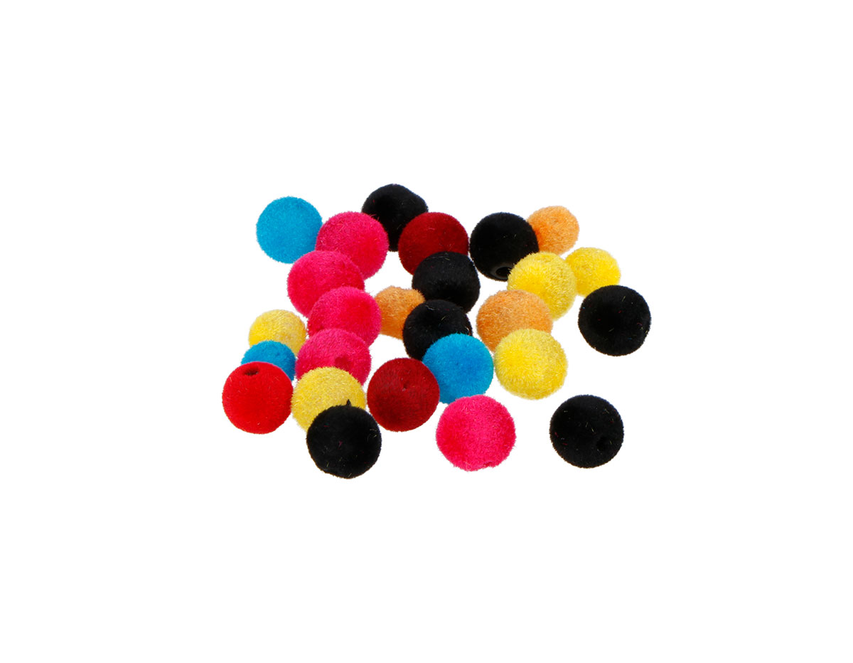 99680 Perles plastique velours coloris assorties mix diam 6 et 8mmm 850 unites aprox En bocal Innspiro