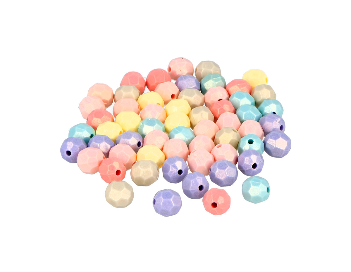 99685 Perles a facettes coloris pastel assorties diam 8mm 750 unites aprox En bocal Innspiro