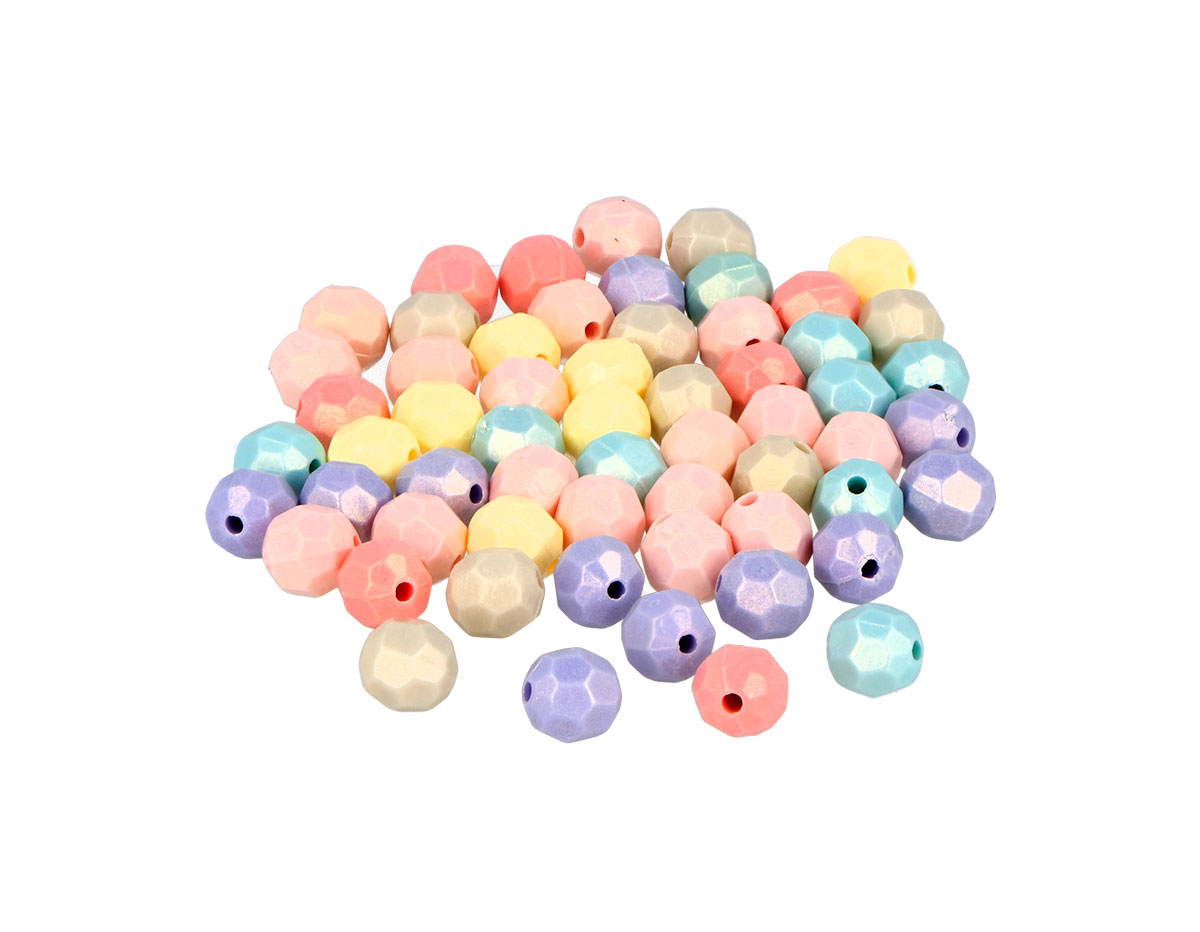 99685 Cuentas de plastico facetadas surtido colores pastel 8mm 750u Bote Innspiro