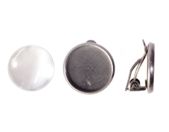99842-AS Boucle d oreilles camee metallique disque argente vieilli avec cabochon verre Innspiro - Article