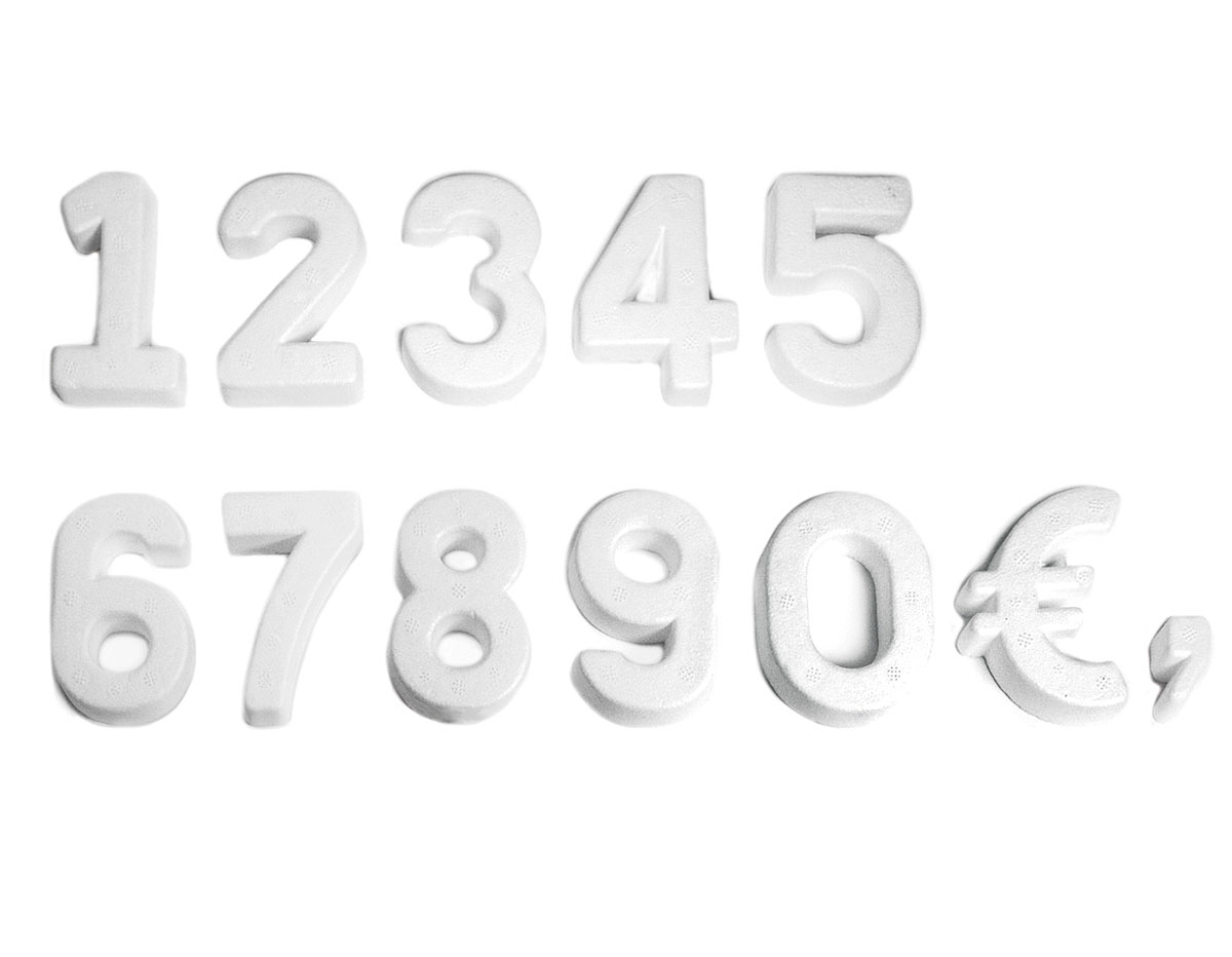 A3695 Numeros symbole euro et virgule de polystyrene Innspiro