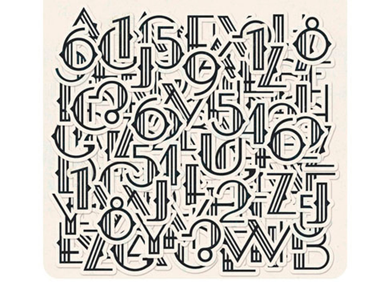 AUR-4744 Autocollants alphabet de carton AURORA Basic Grey