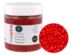 B14044 Rocaille de verre rond opaque rouge 2 3mm 120gr Pot Innspiro - Article