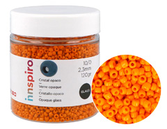 B14048 Rocaille de verre rond opaque orange 2 3mm 120gr Pot Innspiro - Article