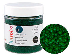 B14055 Rocaille de verre ronde glace vert 2 3mm 120gr Pot Innspiro - Article