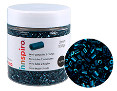 B14075 Rocaille de verre cylindre mini iridescent titane 2x2mm 100gr Pot Innspiro - Article