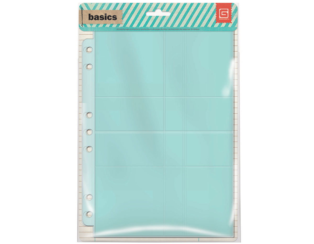 BAS-4218 Pages plastique avec poches Basic Grey