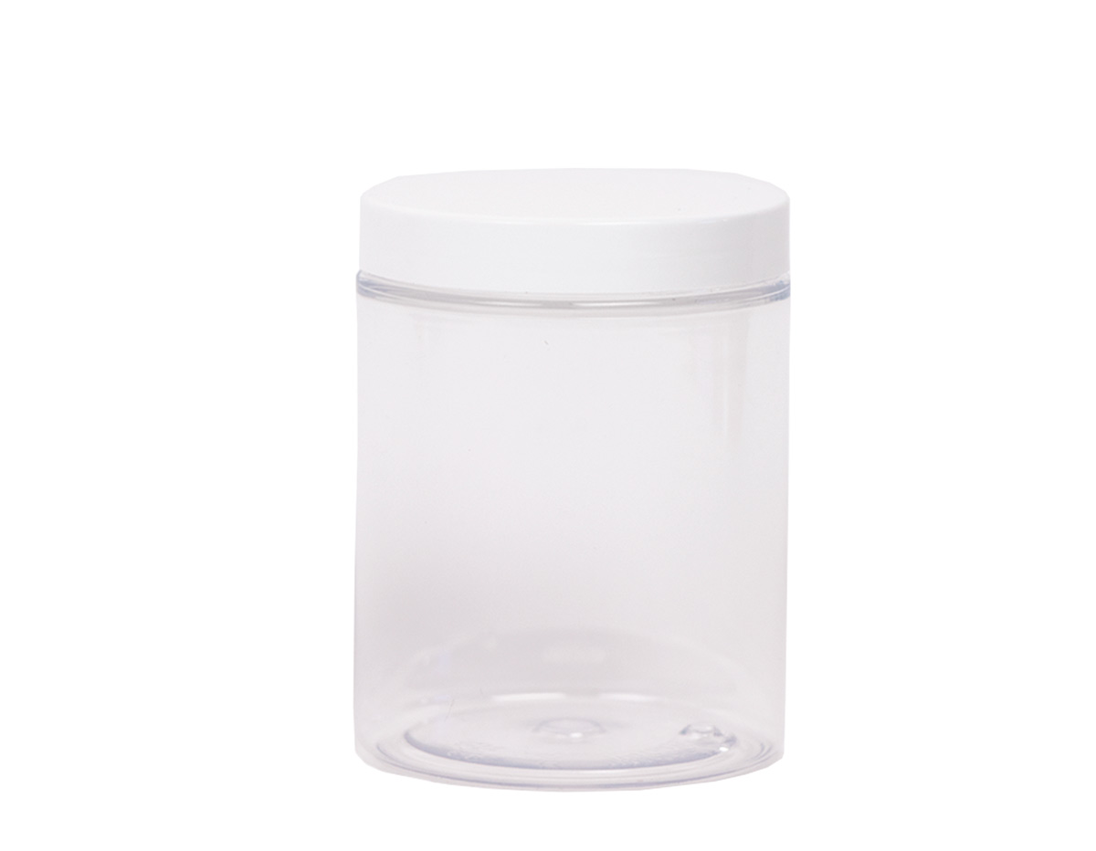 Bote de rosca de PET de 1000 ml, transparente, con tapa blanca