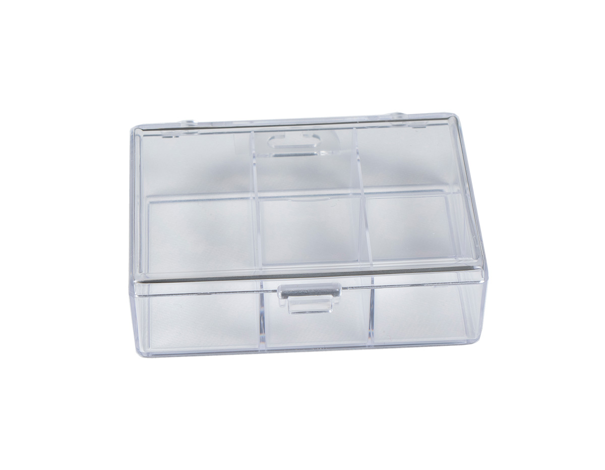 BOITE-5C Caja de plastico transparente 5 compartimentos 94x67x29mm Innspiro