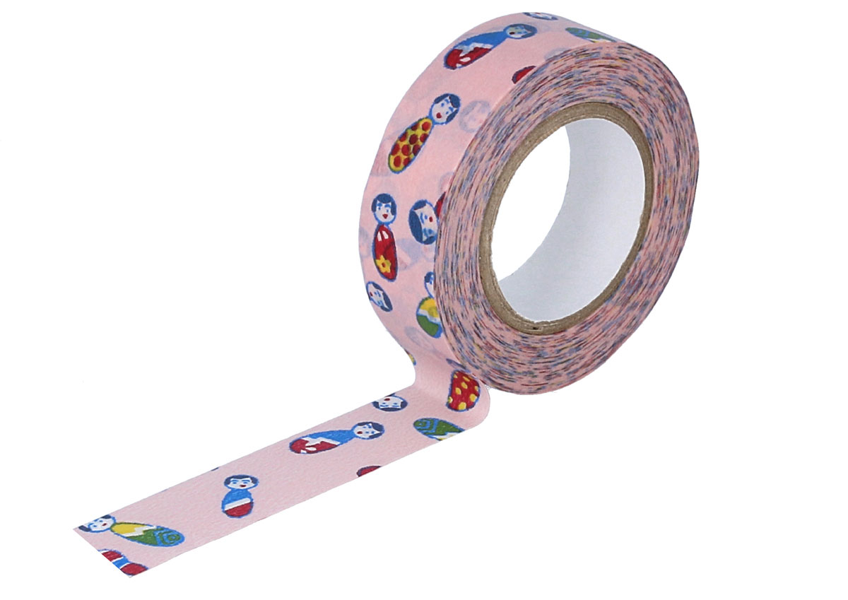 CL26338-05 Cinta adhesiva masking tape washi kokeshi rosa Classiky s