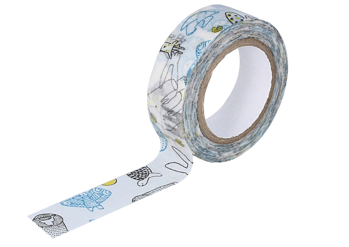 CL29926-01 Ruban adhesif masking tape washi beasts bleu Classiky s