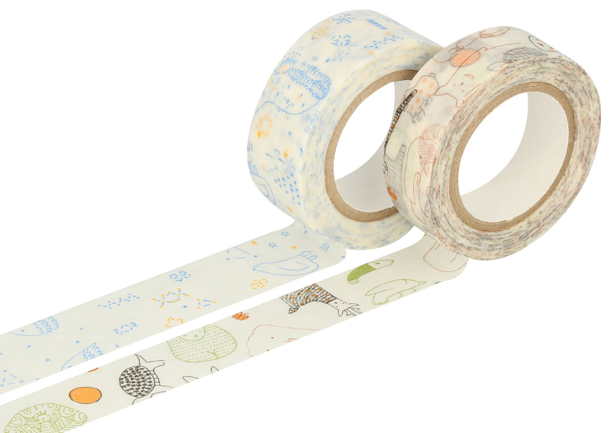 CL29927-02 Set 2 rubans adhesifs masking tape washi designs et mesures assorties B Classiky s