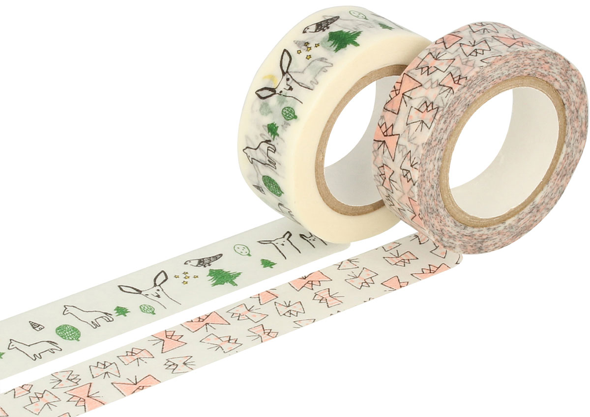 CL29927-03 Set 2 rubans adhesifs masking tape washi designs et mesures assorties A Classiky s